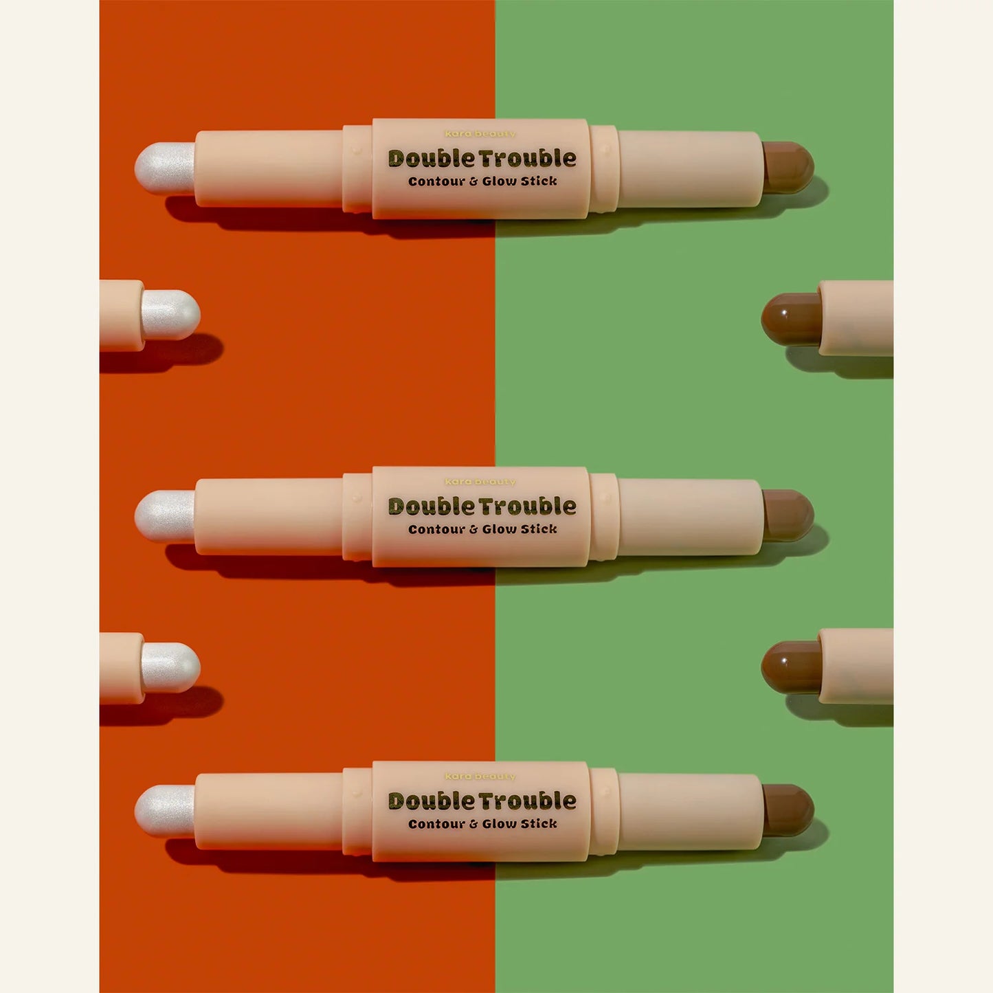 BARRA DE CONTORNO E ILUMINADOR DOUBLE TROUBLE KARA BEAUTY