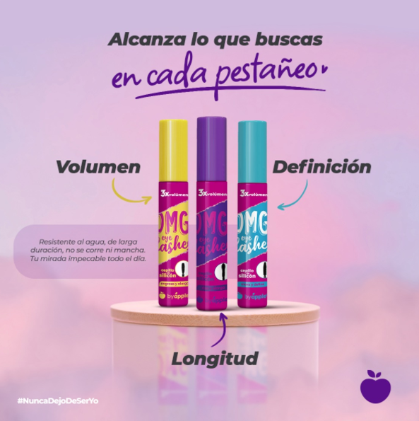 MASCARA DE PESTAÑAS OMG 3X BY APPLE