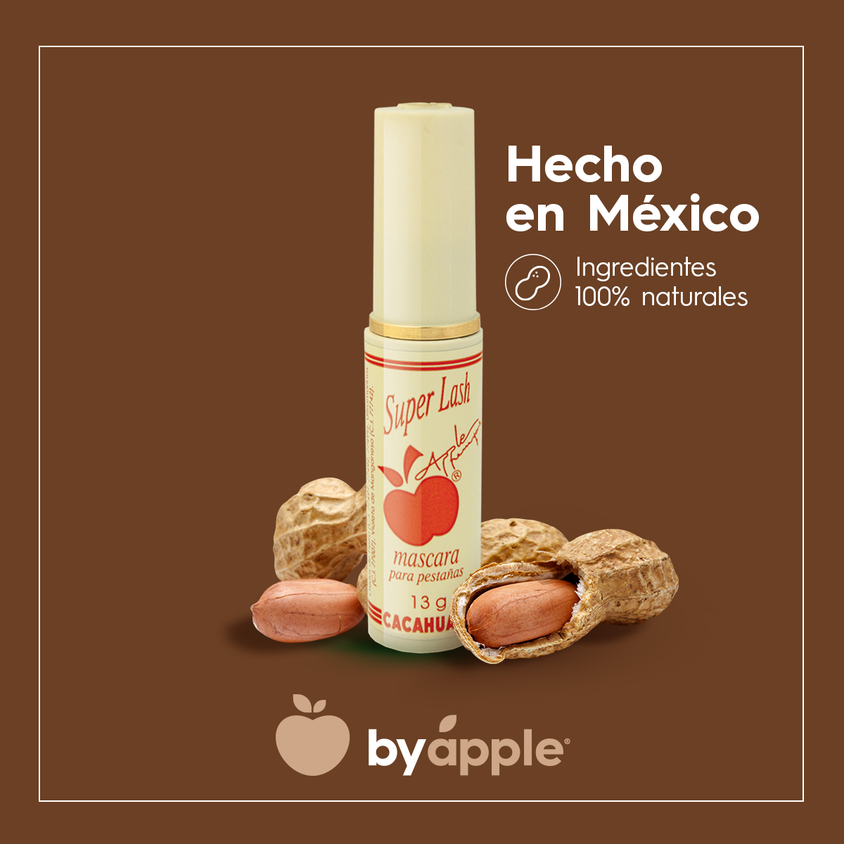 MASCARA BY APPLE CACAHUATE SUPERLASH CEPILLO PINO