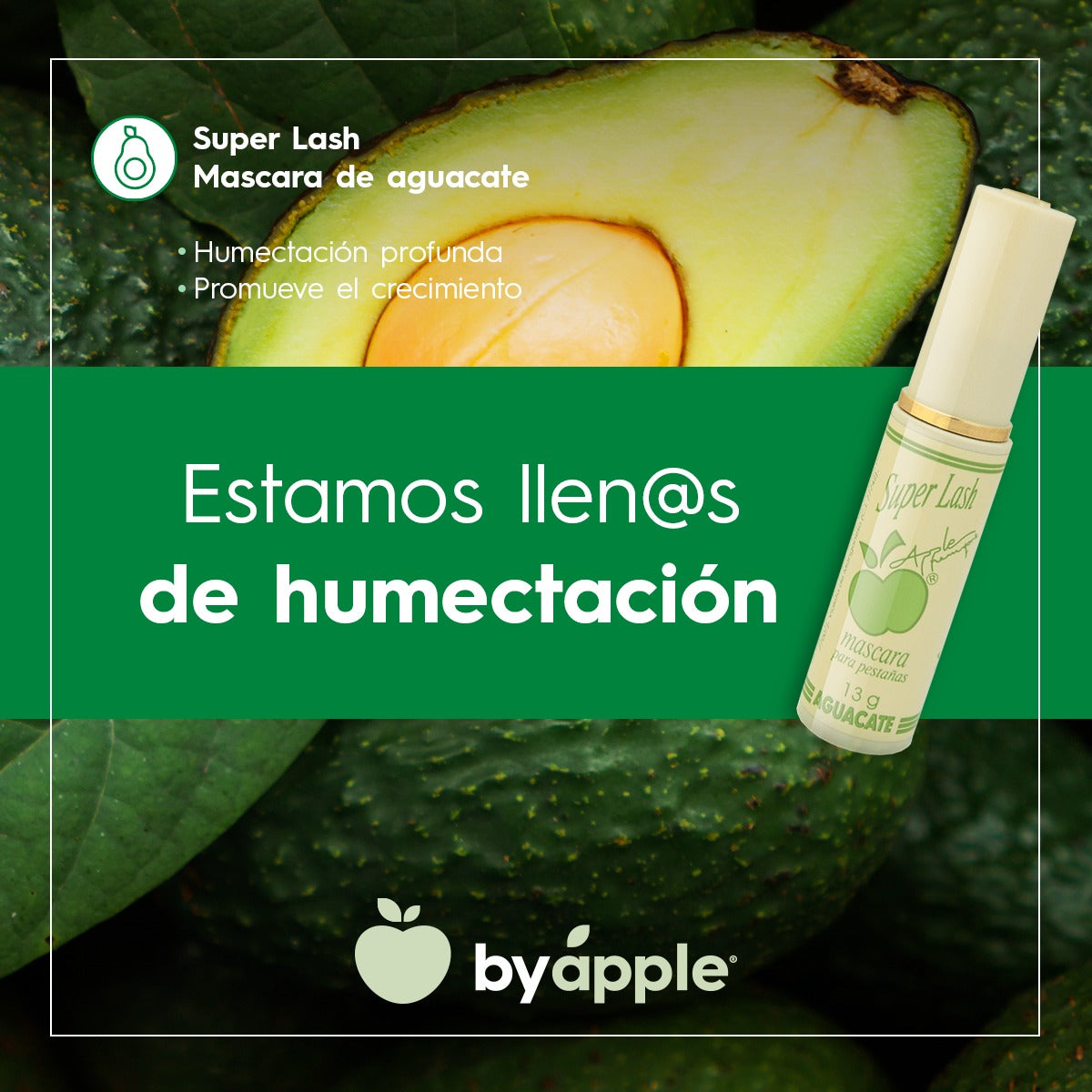 MASCARA BY APPLE AGUACATE SUPERLASH CEPILLO PINO