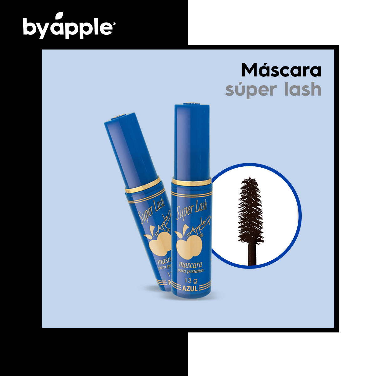 MASCARA BY APPLE AZUL SUPERLASH CEPILLO PINO