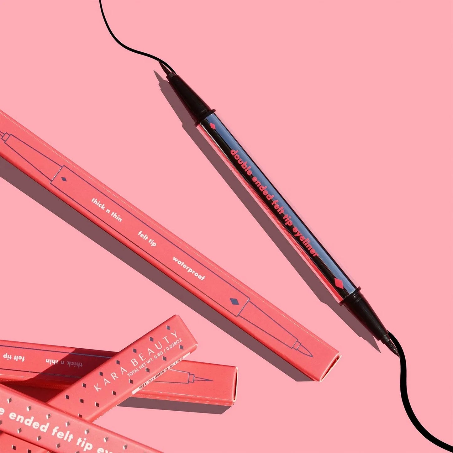 DELINEADOR DE OJOS LIQUIDO DE DOBLE PUNTA DE FIELTRO KARA BEAUTY